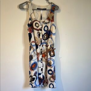 Kensie Blue Cream Sheath Midi Dress